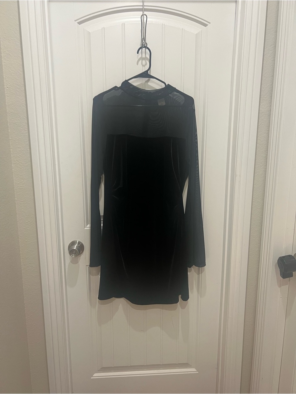 wild fable Black Velvet & Sheer Long-Sleeve Dress